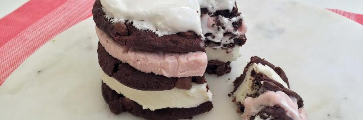 Mini Cookie Ice Cream Cake with Chocolate Cookies & Bananas