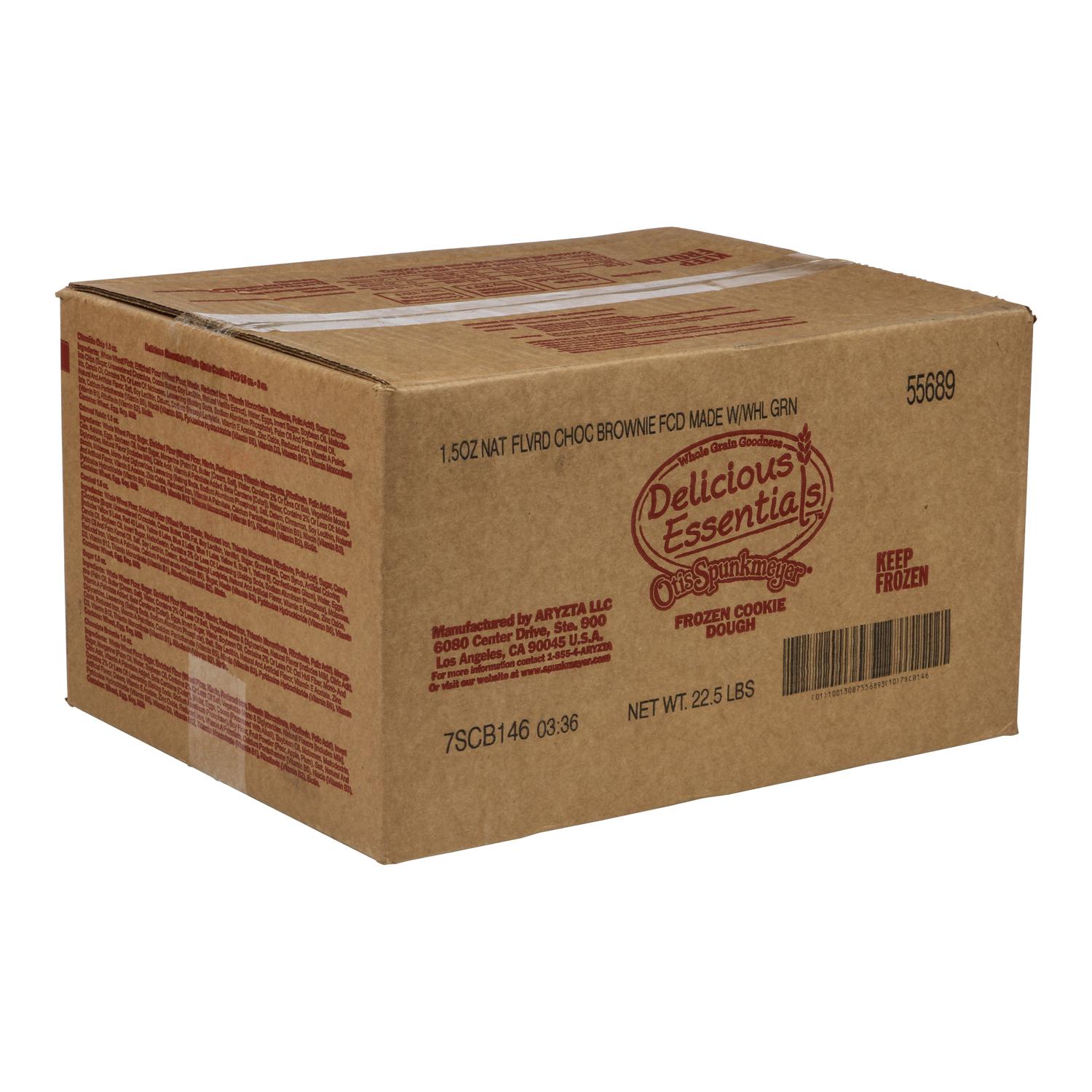 Image of cardboard box with chocolate brownie cookie